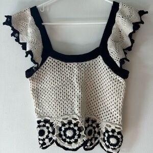 Ruffle sleeve knit top